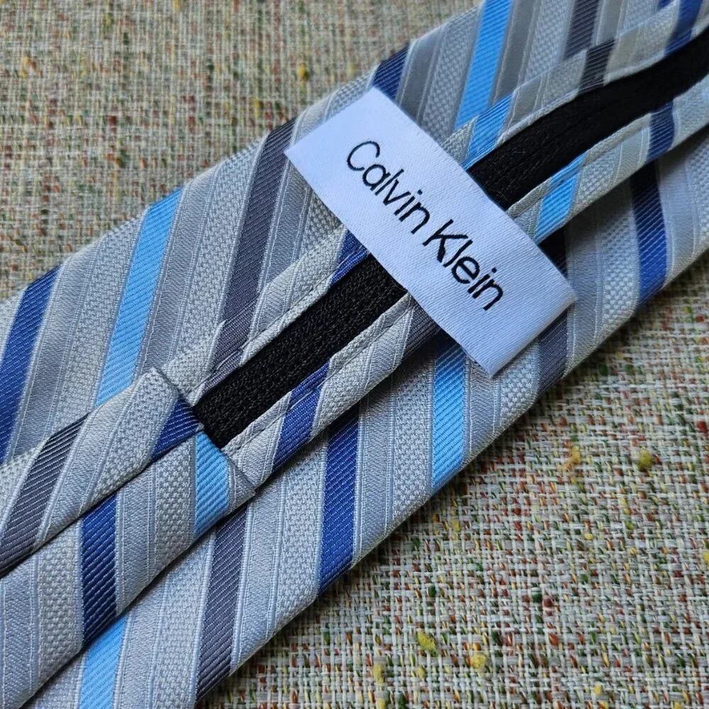 Calvin Klein Kids Boys Tie Pre Tied Zipper Tie Multi Color Striped Necktie Adjus